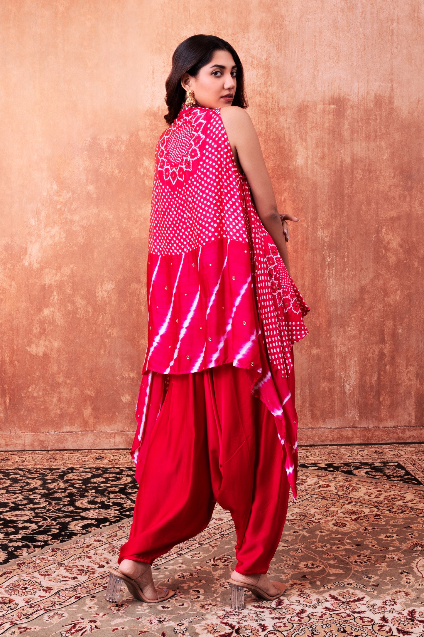 Bandhani Leheriya Top Cape Set