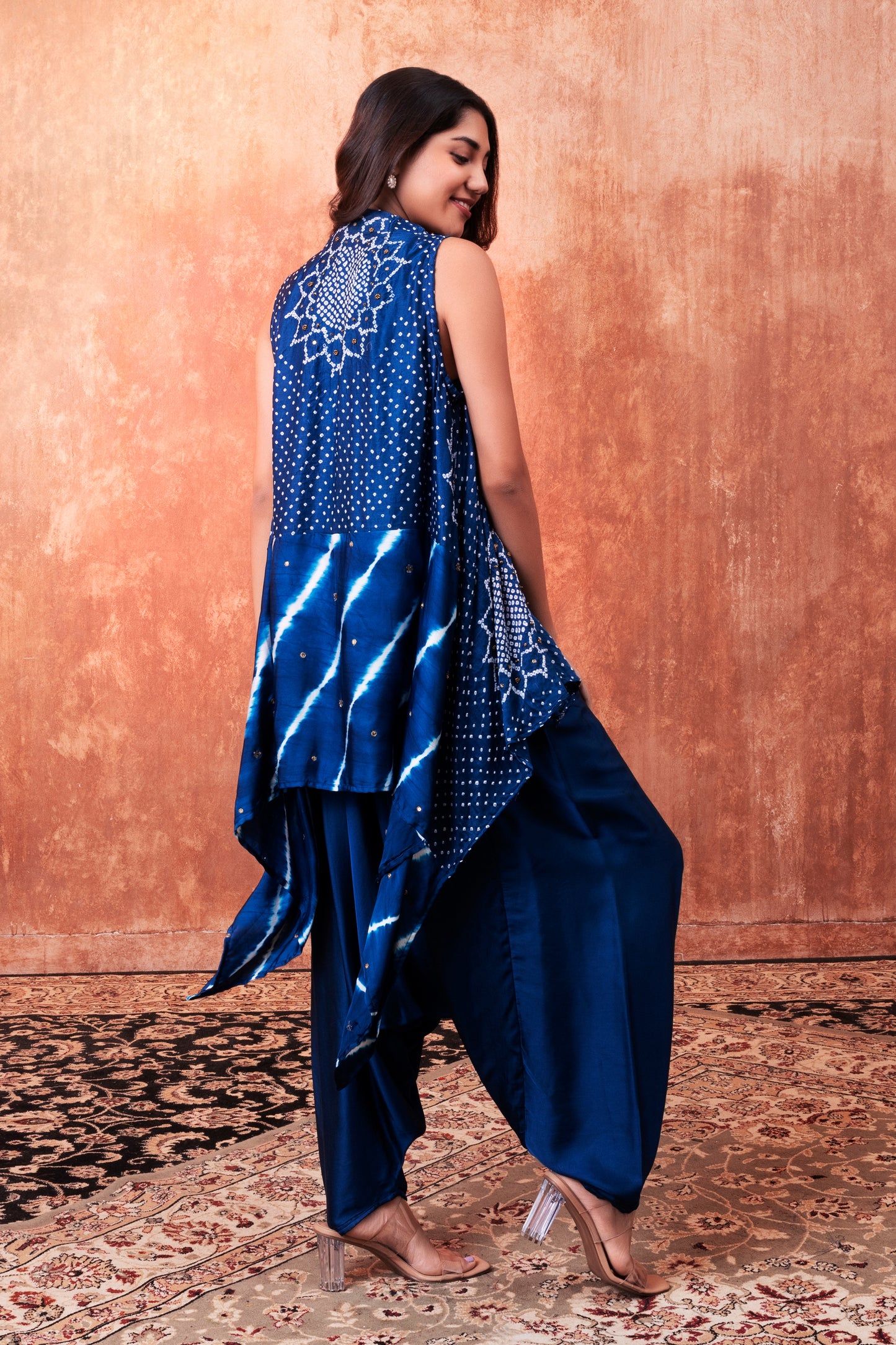 Bandhani Leheriya Top Cape Set