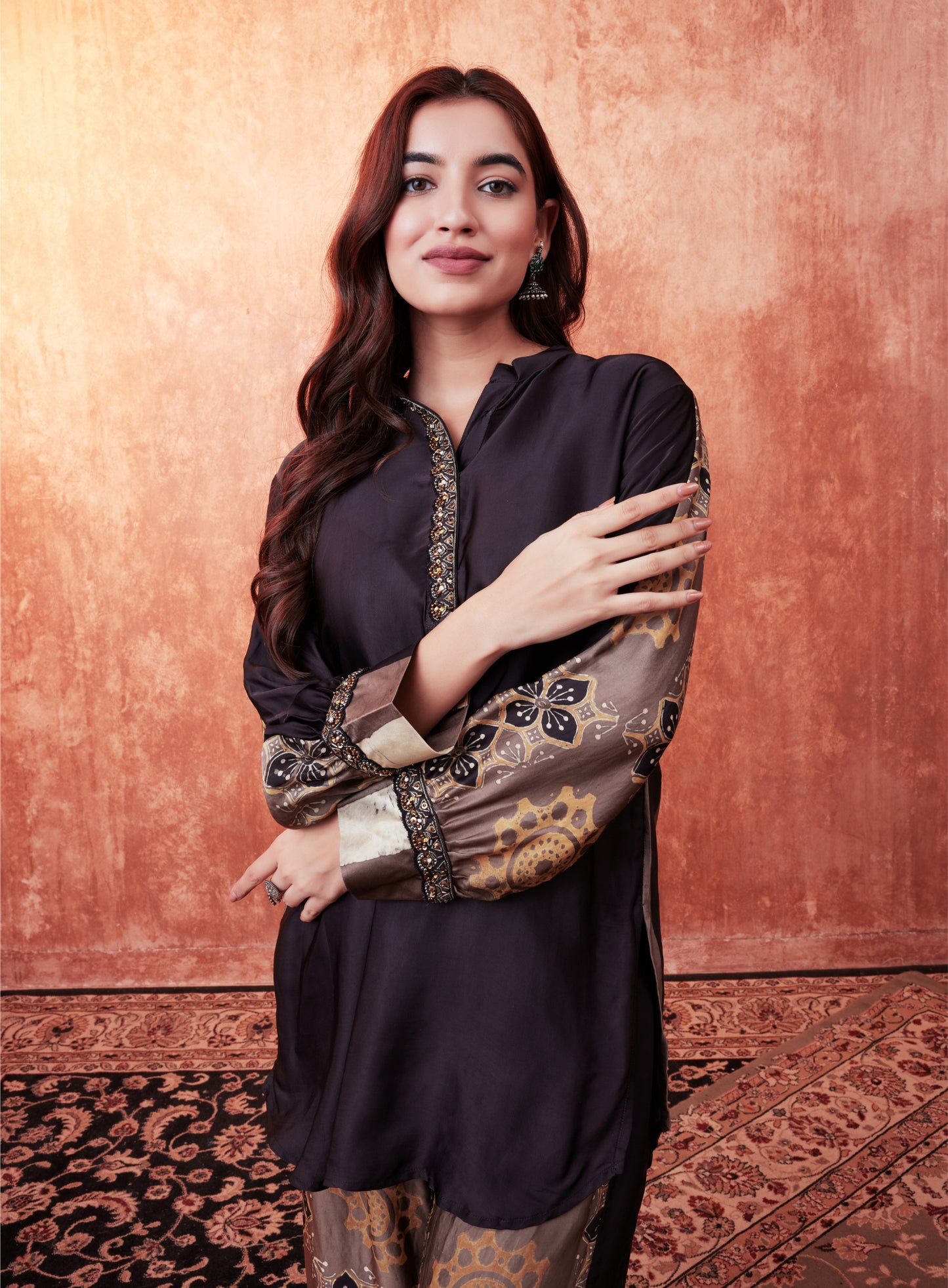 8009 Ajrakh Tunic and Panelled Trousers