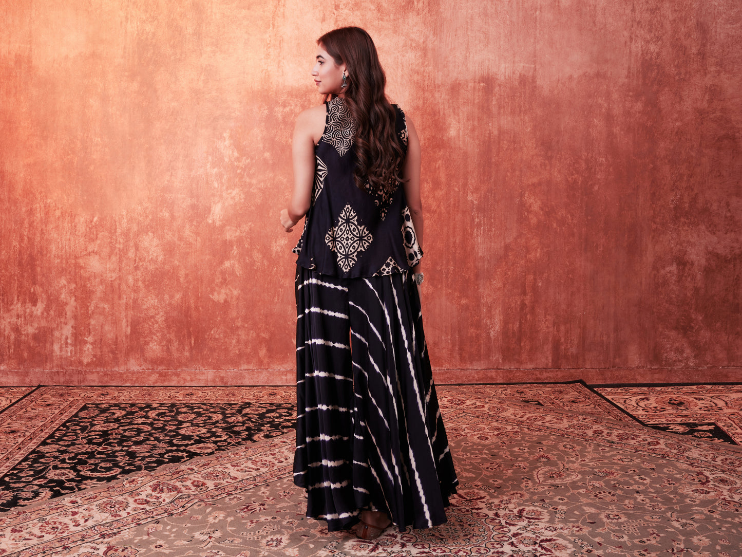 8011 Ajrakh Top and Leheriya Waterfall Trousers