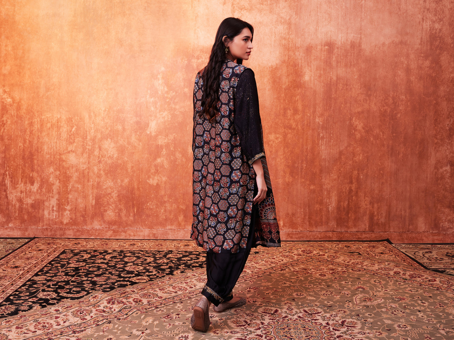 8012 Ajrakh Jacket, Shirt and Cuffed Trousers
