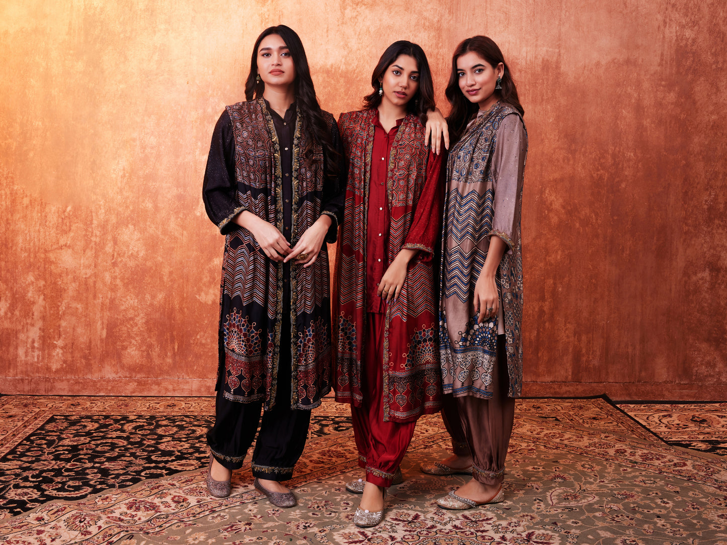 8012 Ajrakh Jacket, Shirt and Cuffed Trousers