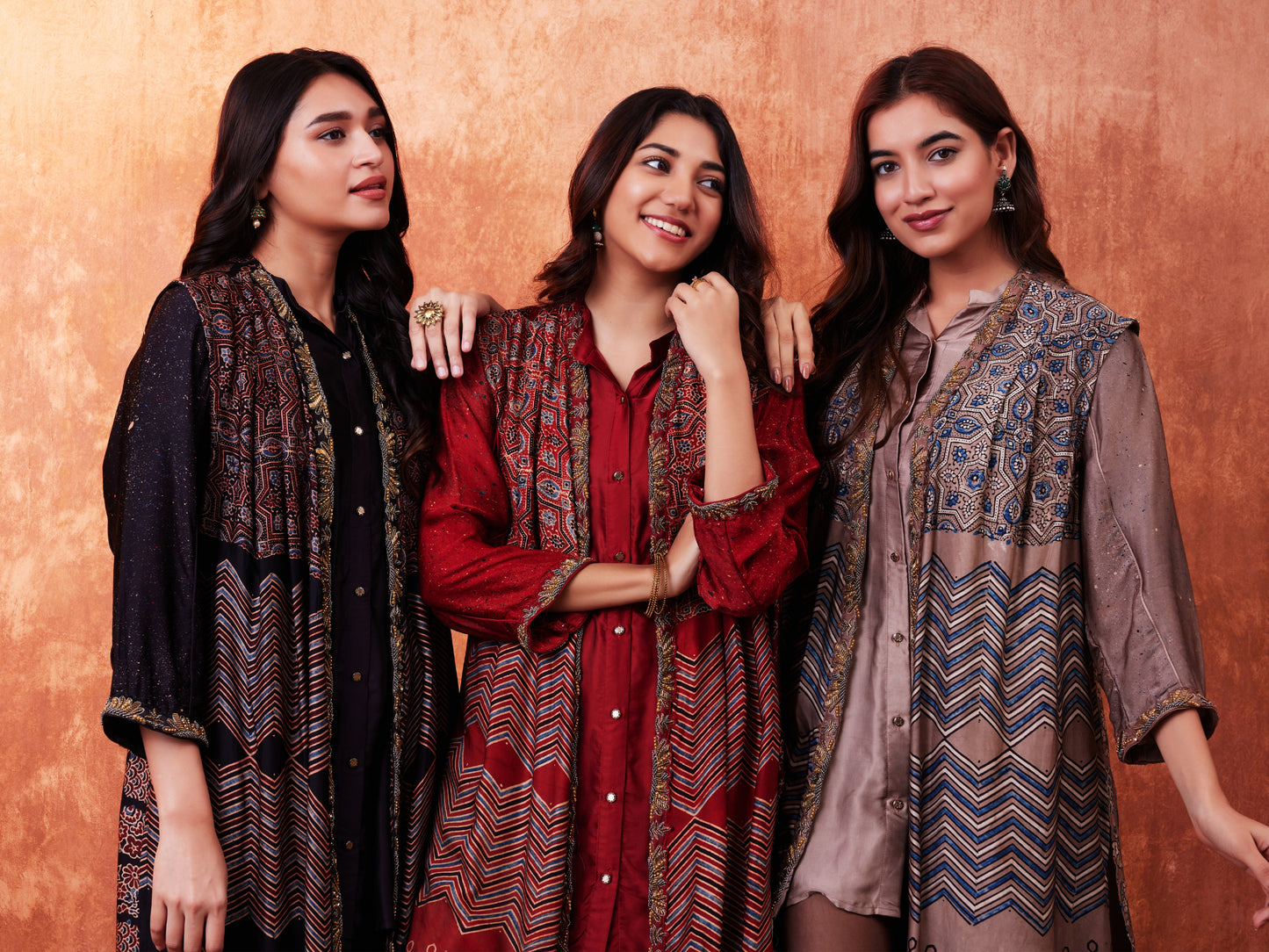 8012 Ajrakh Jacket, Shirt and Cuffed Trousers