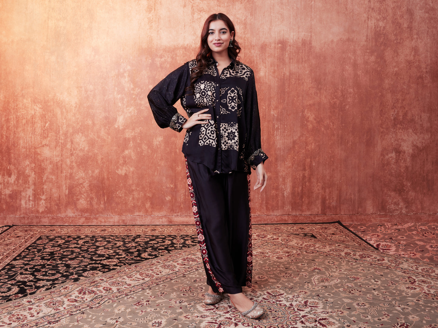 8013 Ajrakh Shirt and Palazzo Trousers