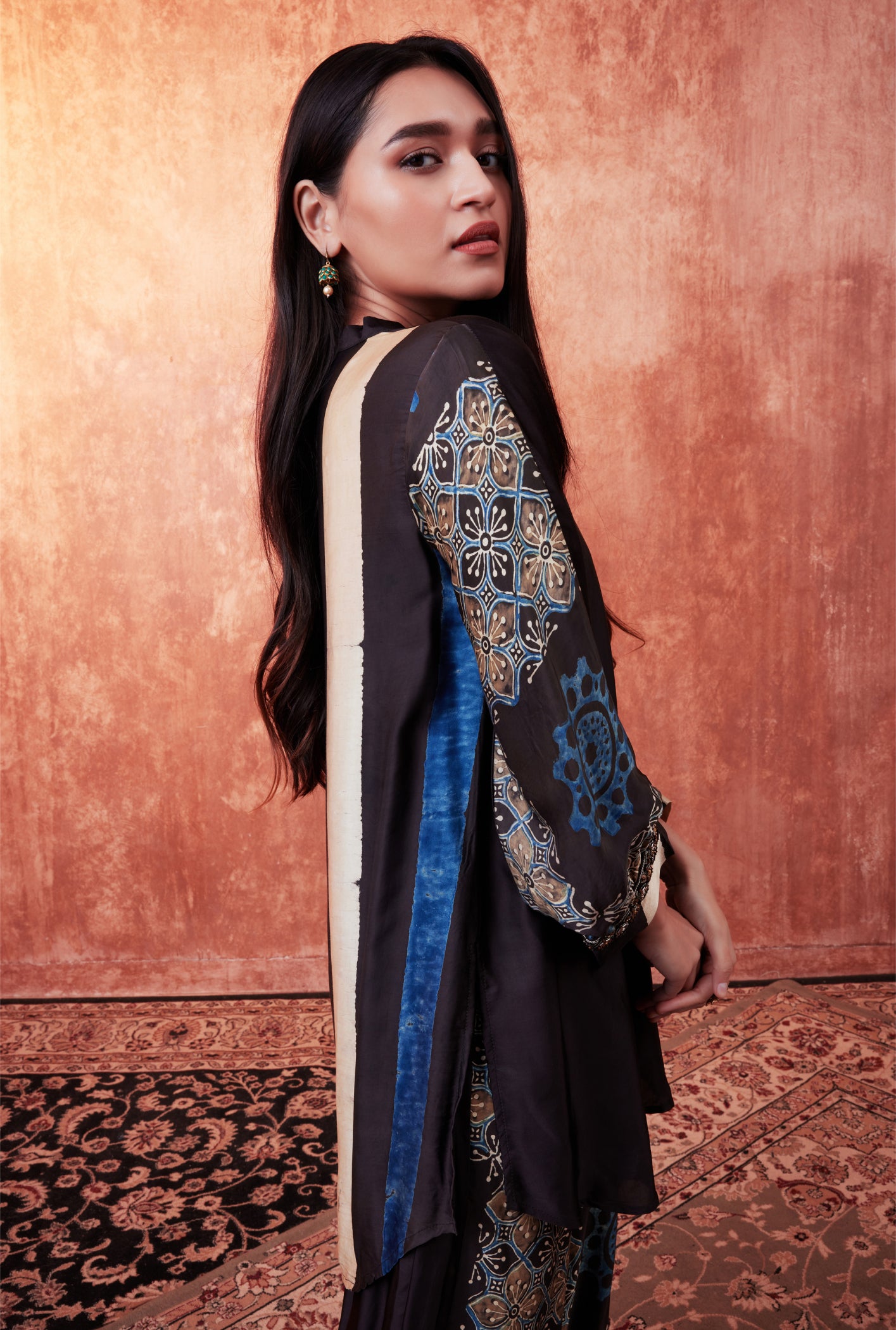8009 Ajrakh Tunic and Panelled Trousers
