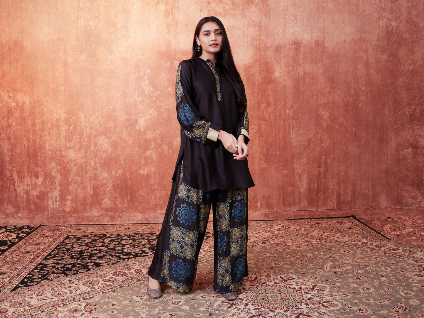 8009 Ajrakh Tunic and Panelled Trousers