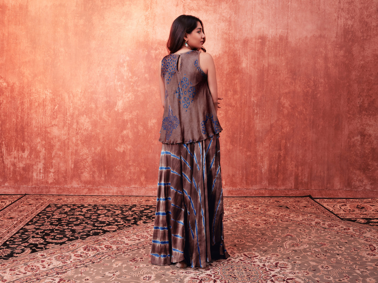 8011 Ajrakh Top and Leheriya Waterfall Trousers