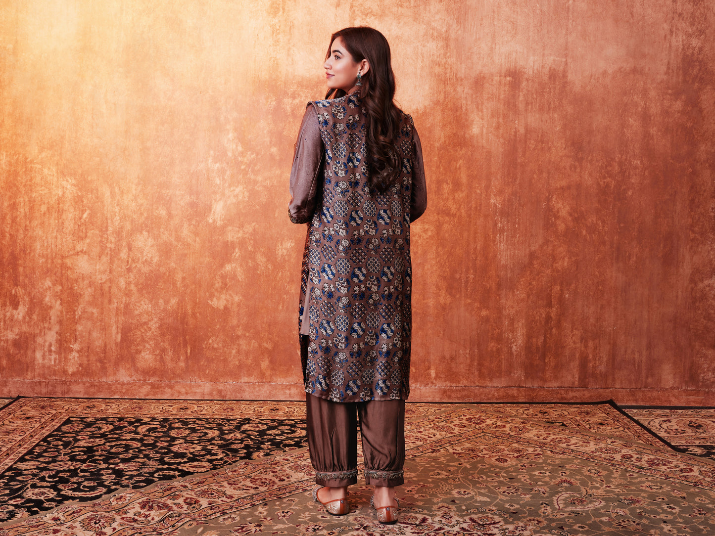 8012 Ajrakh Jacket, Shirt and Cuffed Trousers