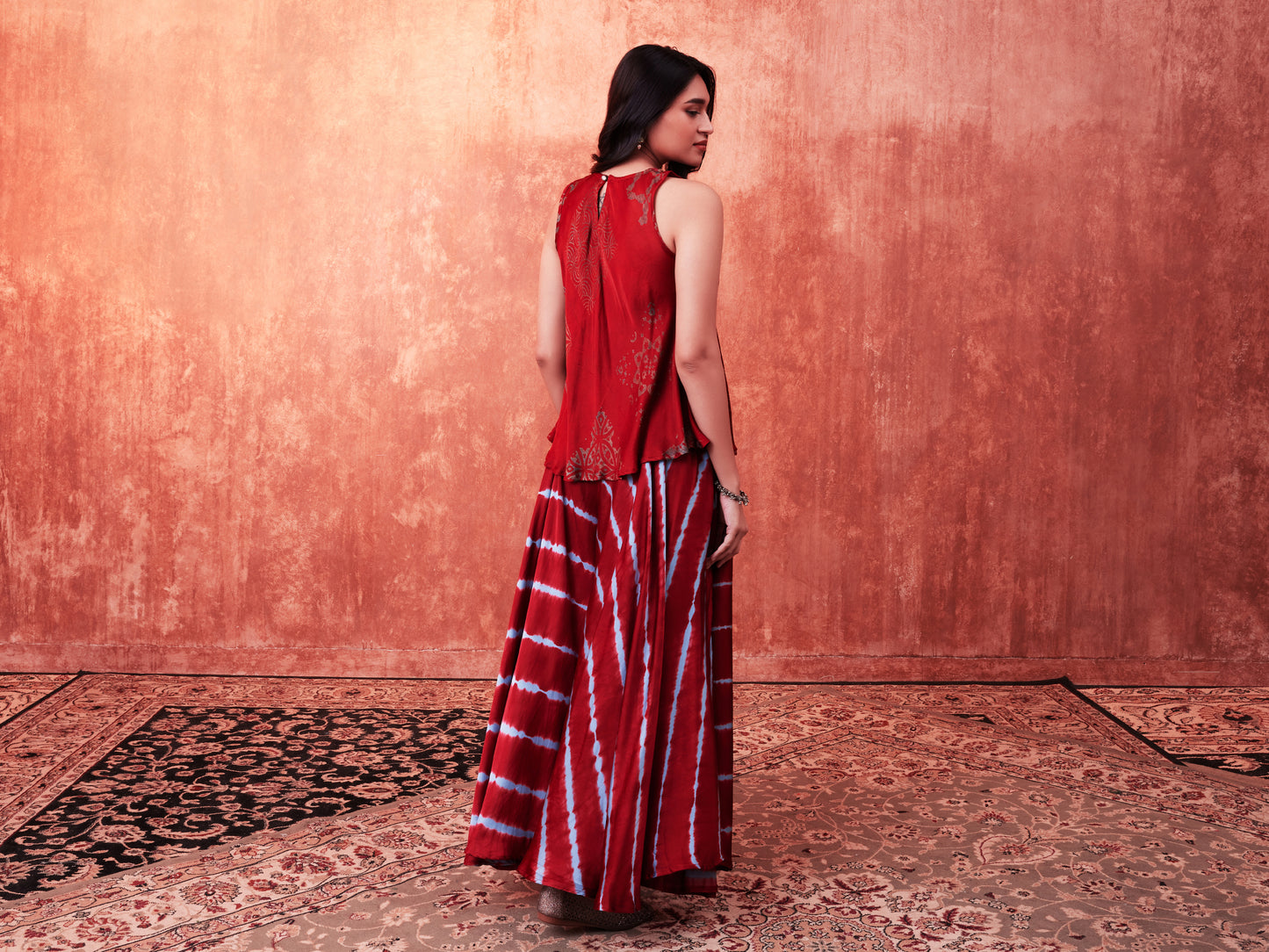 8011 Ajrakh Top and Leheriya Waterfall Trousers