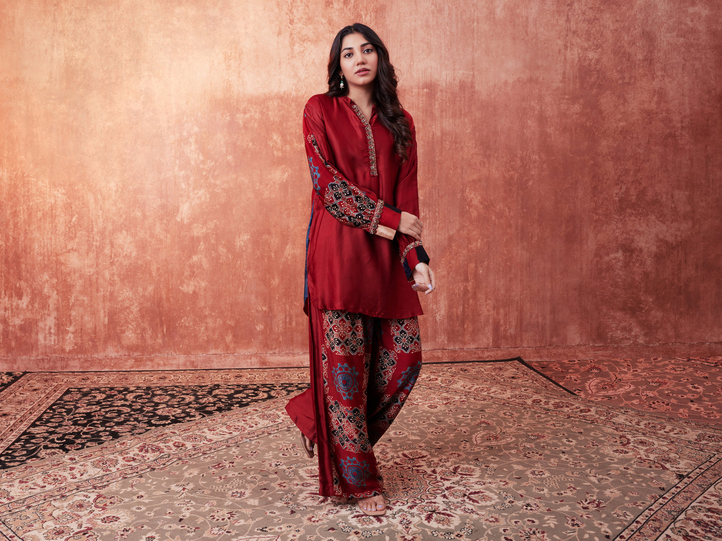 8009 Ajrakh Tunic and Panelled Trousers