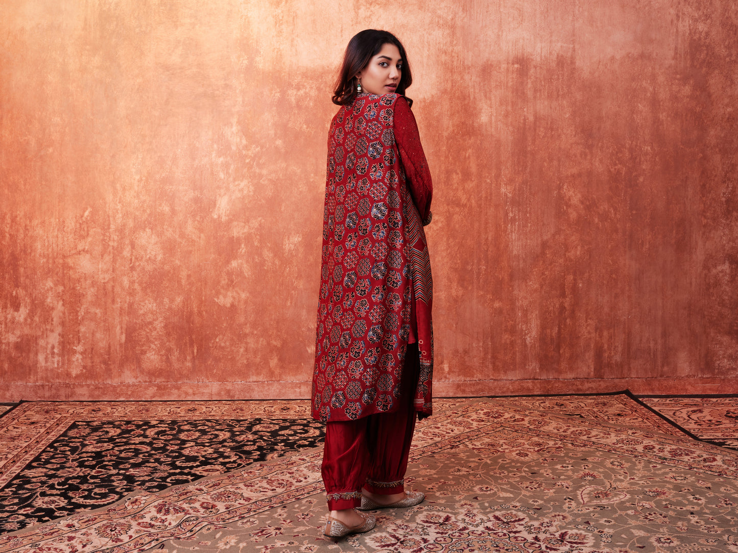 8012 Ajrakh Jacket, Shirt and Cuffed Trousers