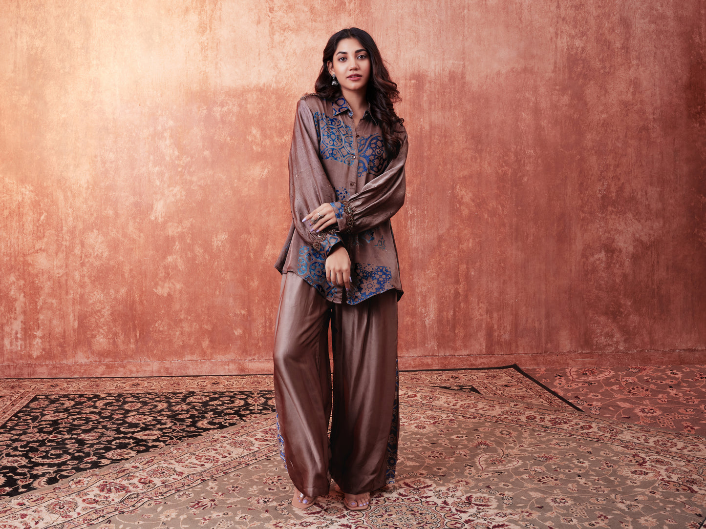 8013 Ajrakh Shirt and Palazzo Trousers