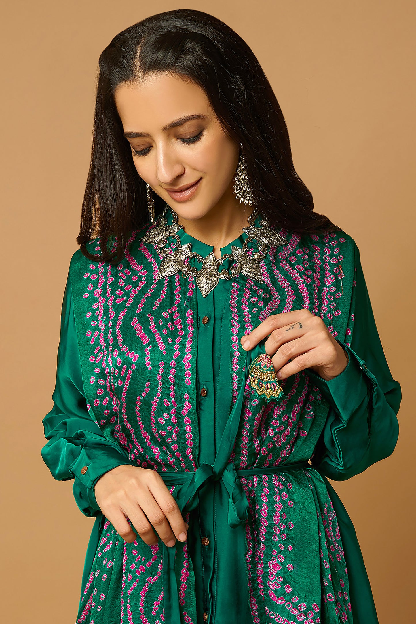 Draped Shirt with Trousers