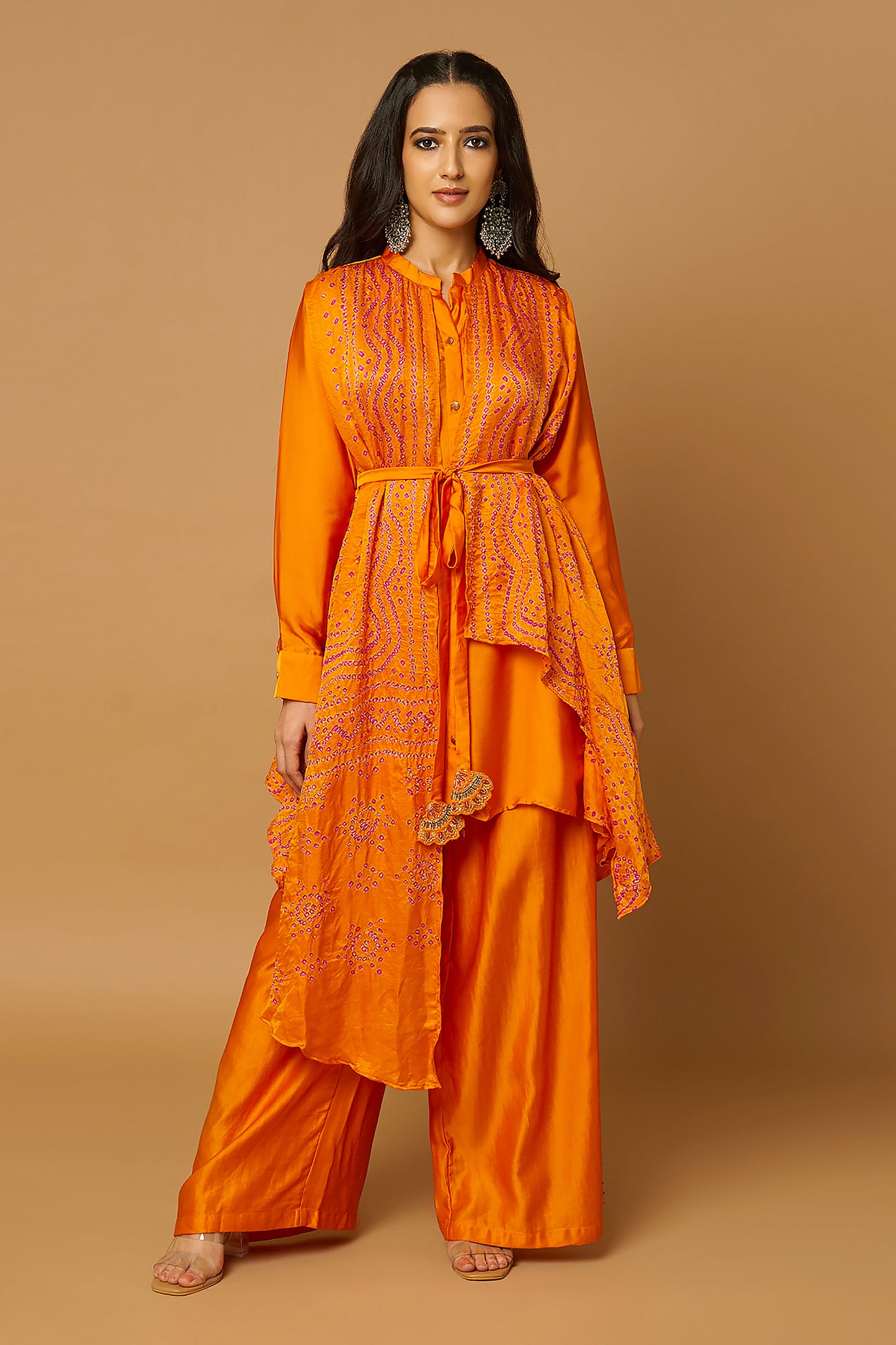 Draped Shirt with Trousers