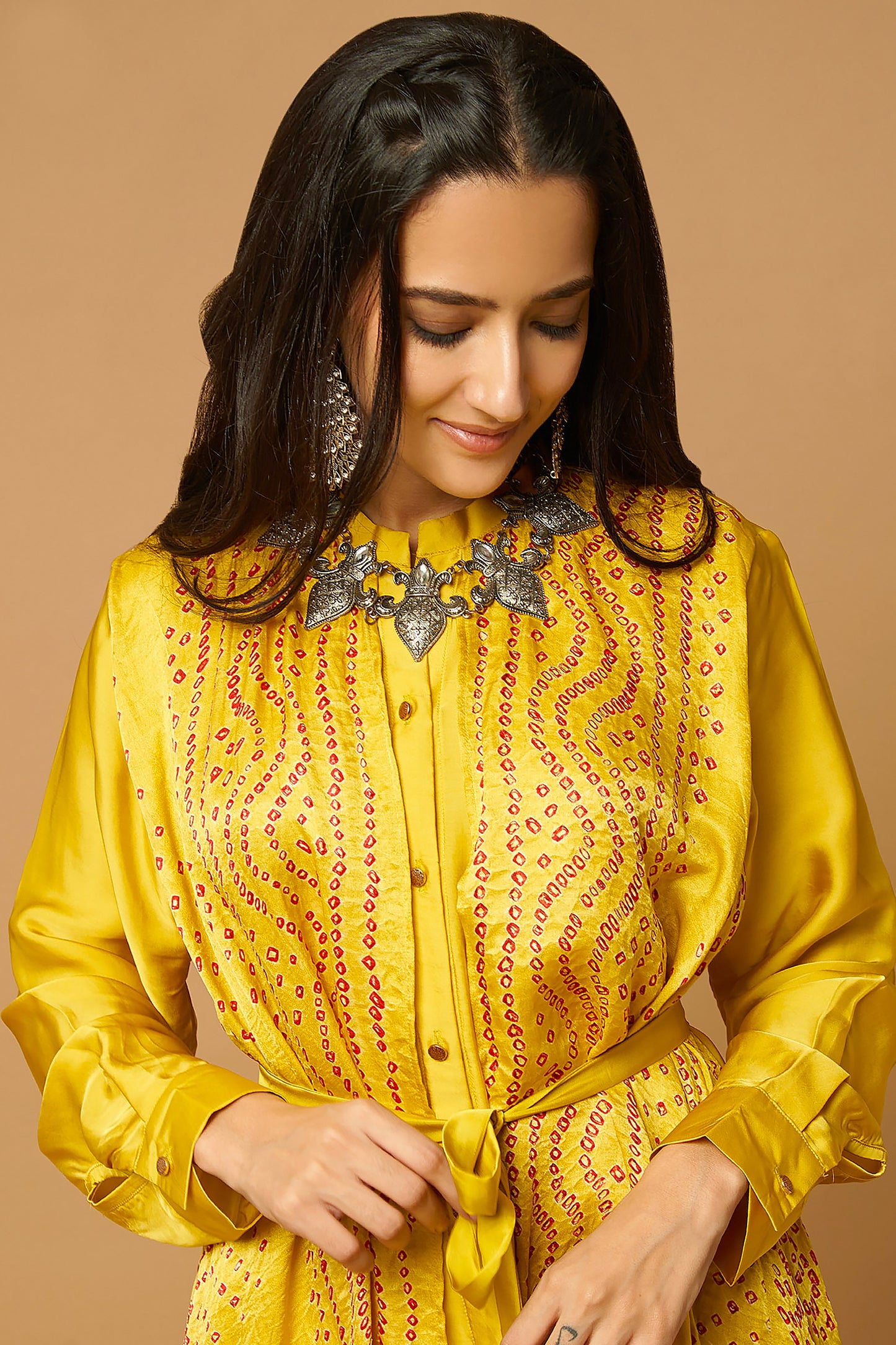 Draped Shirt with Trousers