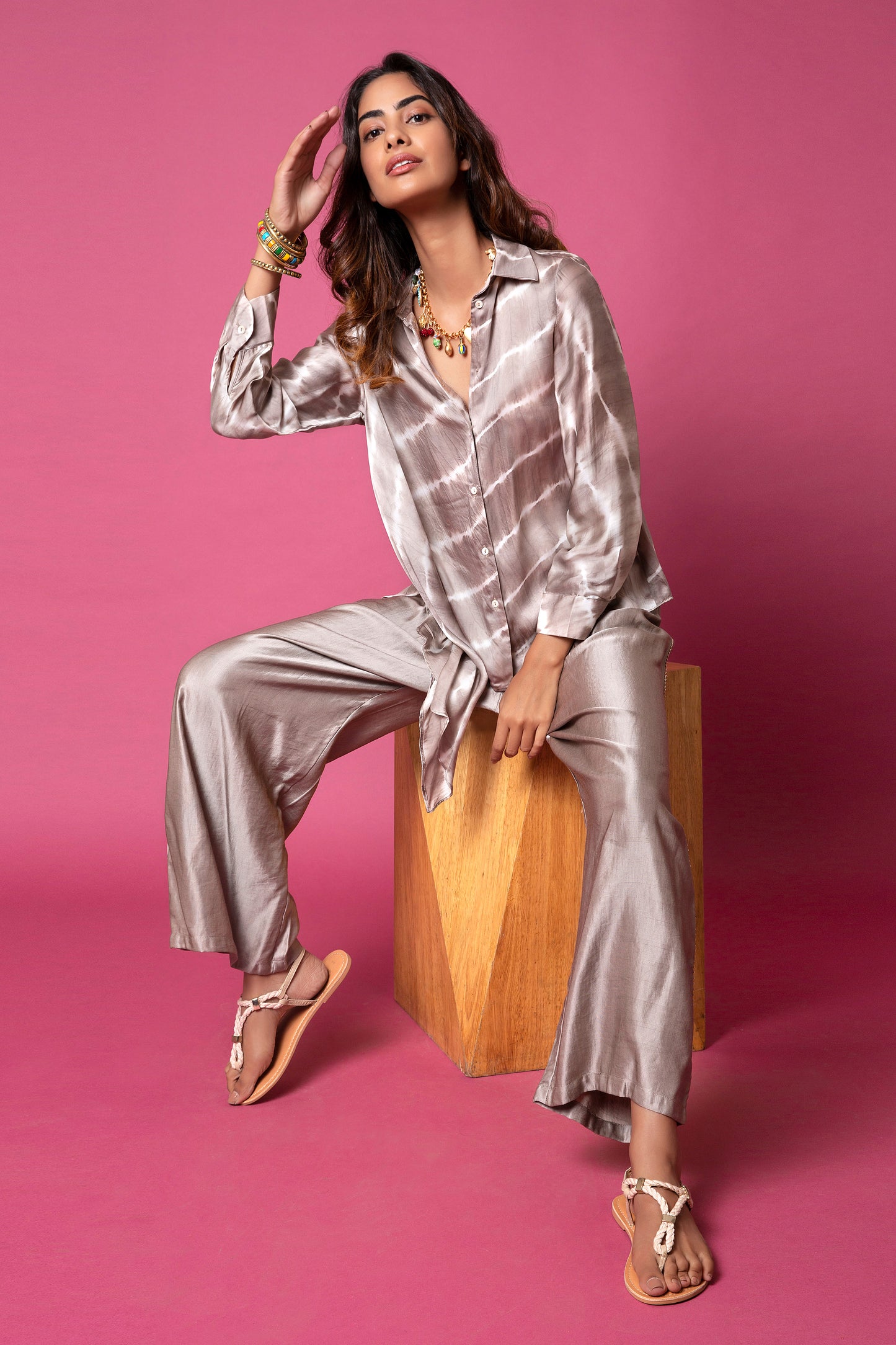 Asymmetric Shirt With Straight Trousers
