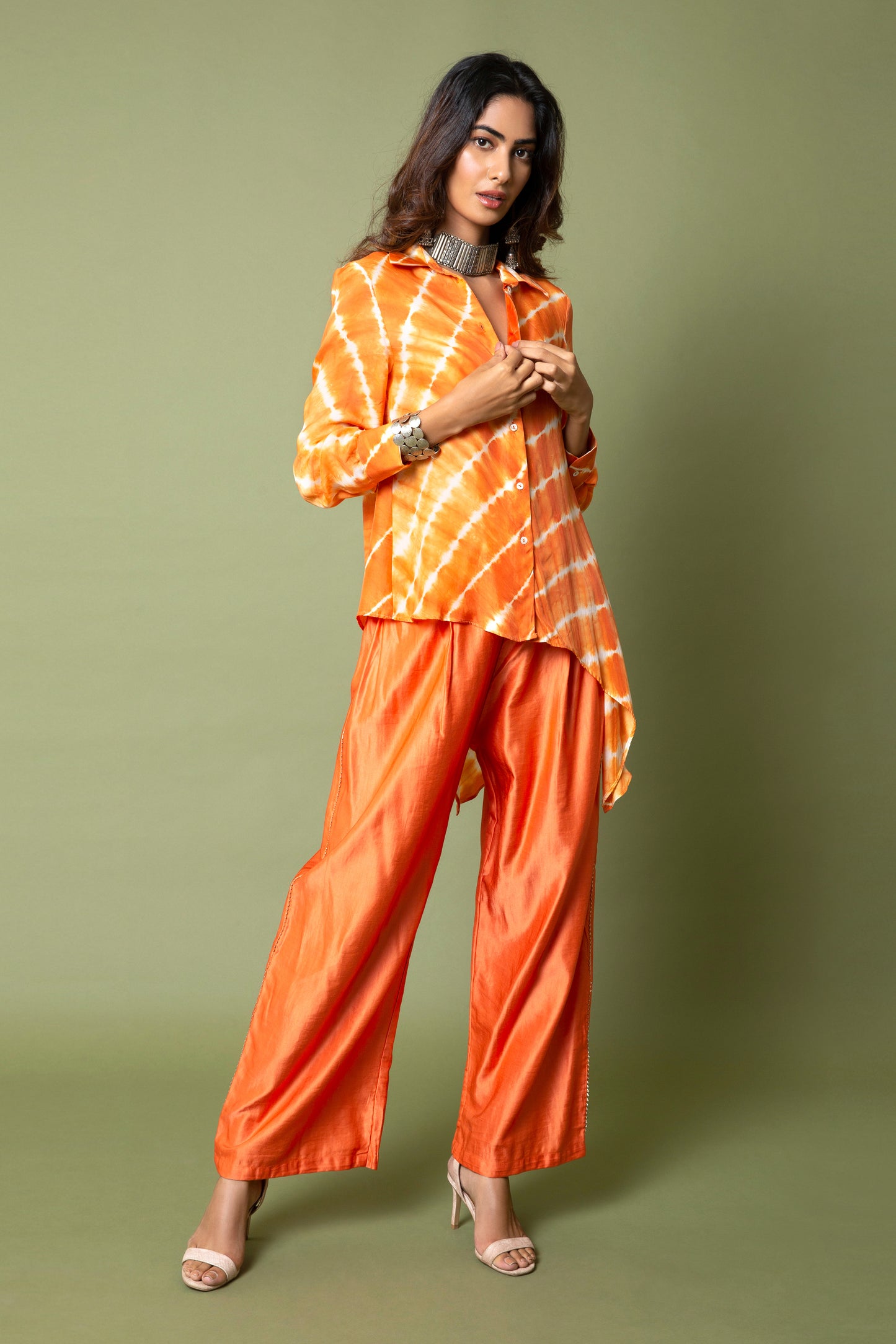 Asymmetric Shirt With Straight Trousers