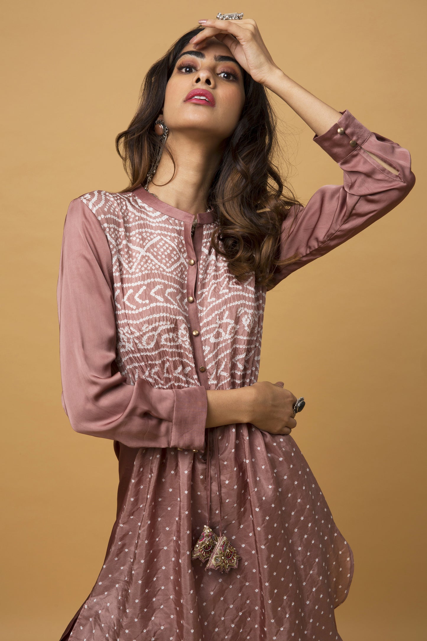 Rose Gold Tunic & Matching Straight Trousers