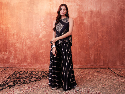 8011 Ajrakh Top and Leheriya Waterfall Trousers