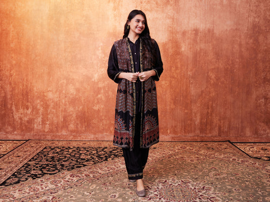 8012 Ajrakh Jacket, Shirt and Cuffed Trousers