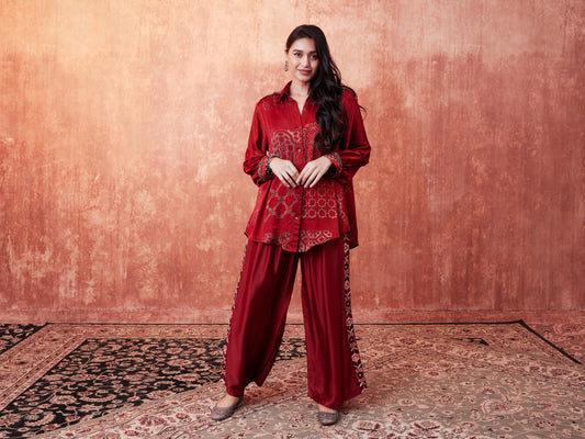 8013 Ajrakh Shirt and Palazzo Trousers