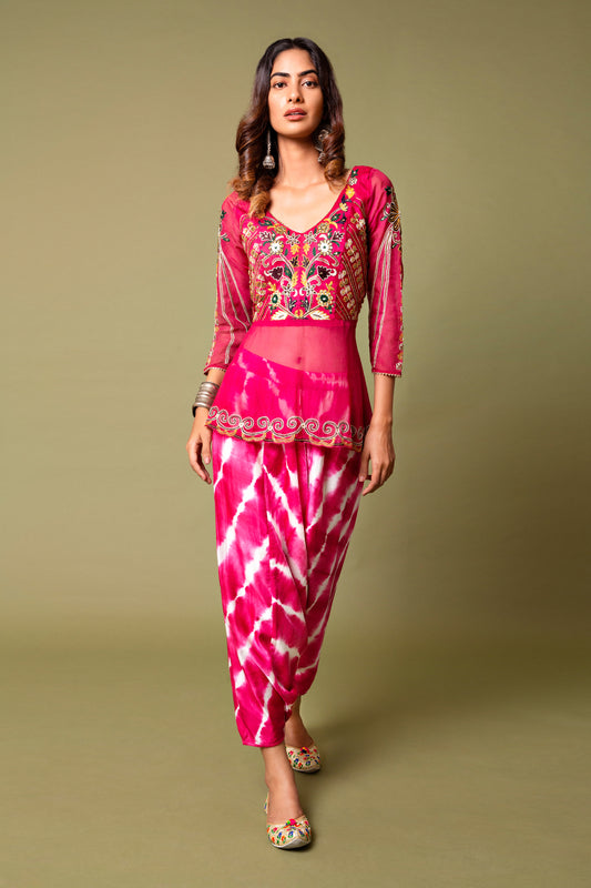 Peplum Top With Cowl Trousers
