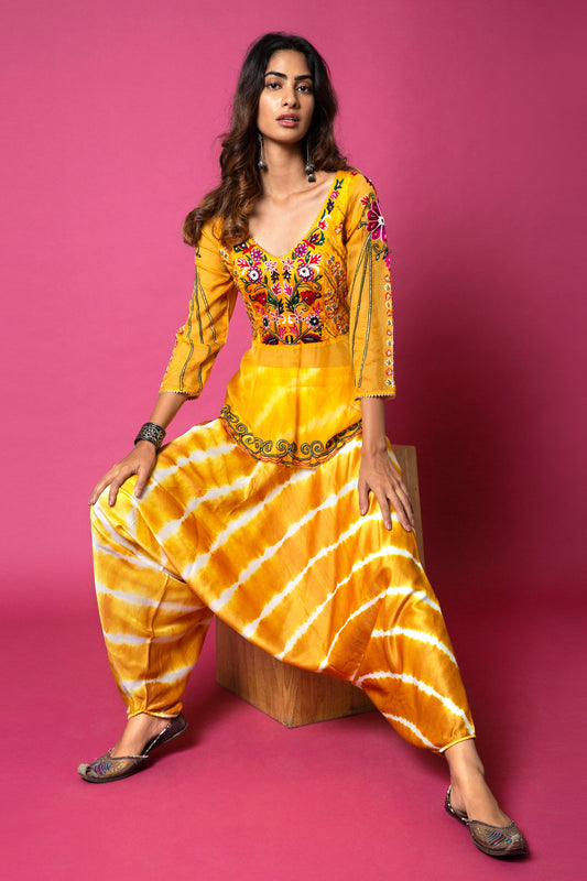 Peplum Top With Cowl Trousers