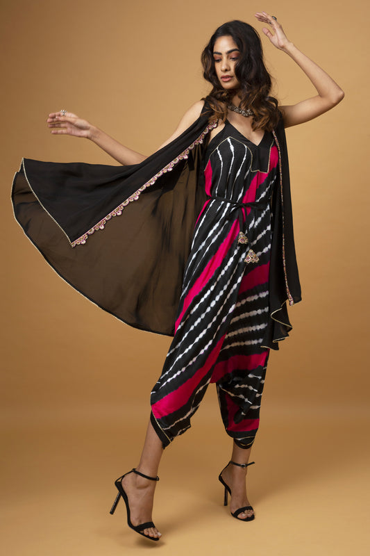 Ebony Dhoti Jumpsuit & Cape Set
