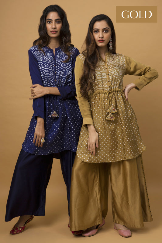 Mehendi Gold Tunic & Matching Straight Trousers