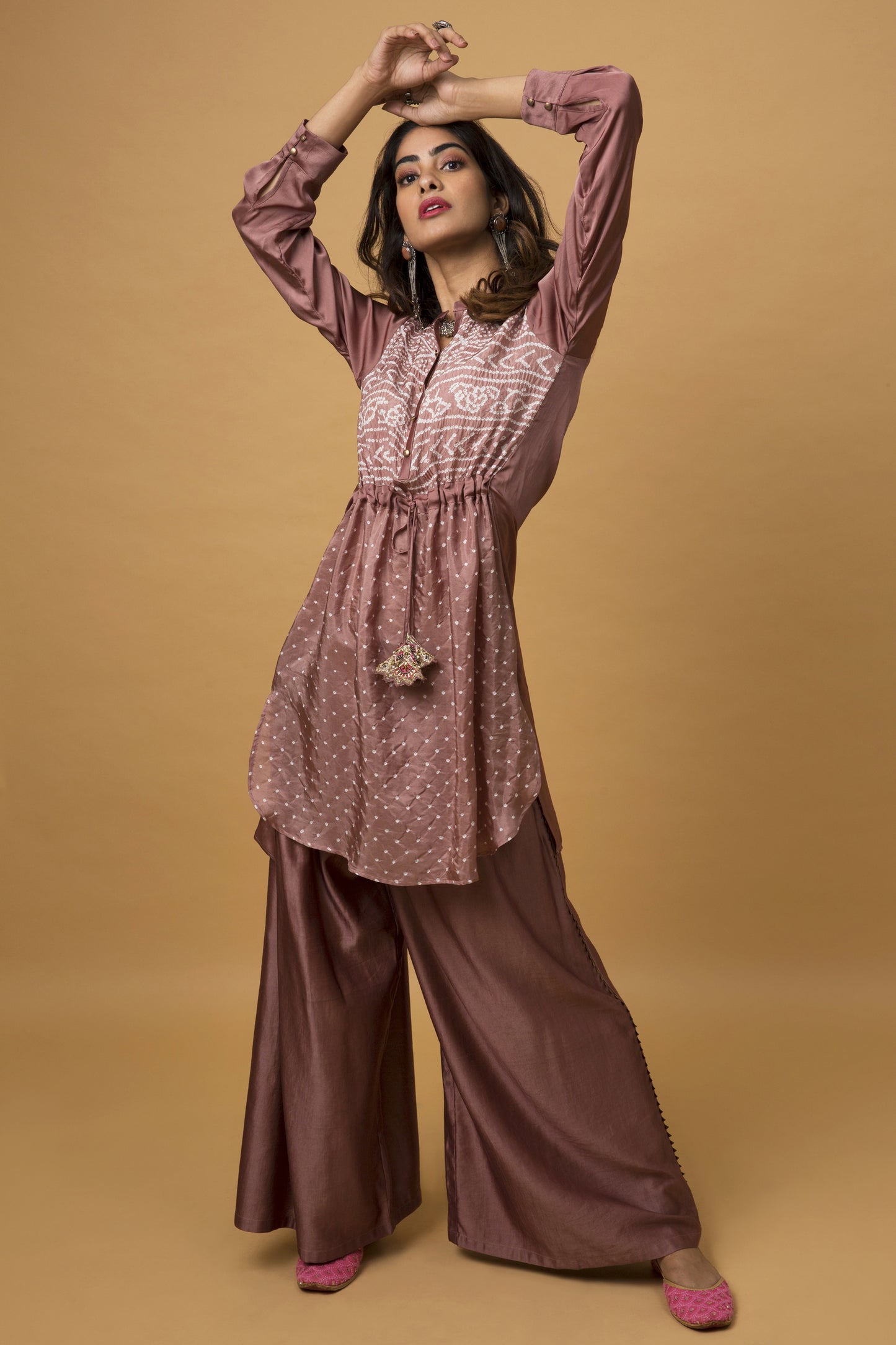 Rose Gold Tunic & Matching Straight Trousers