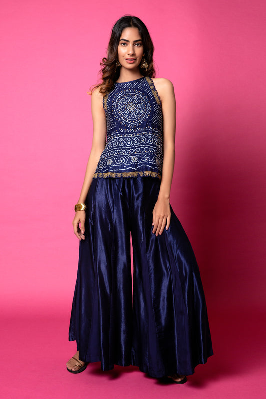 Flared Top With Panelled Sharara Trousers