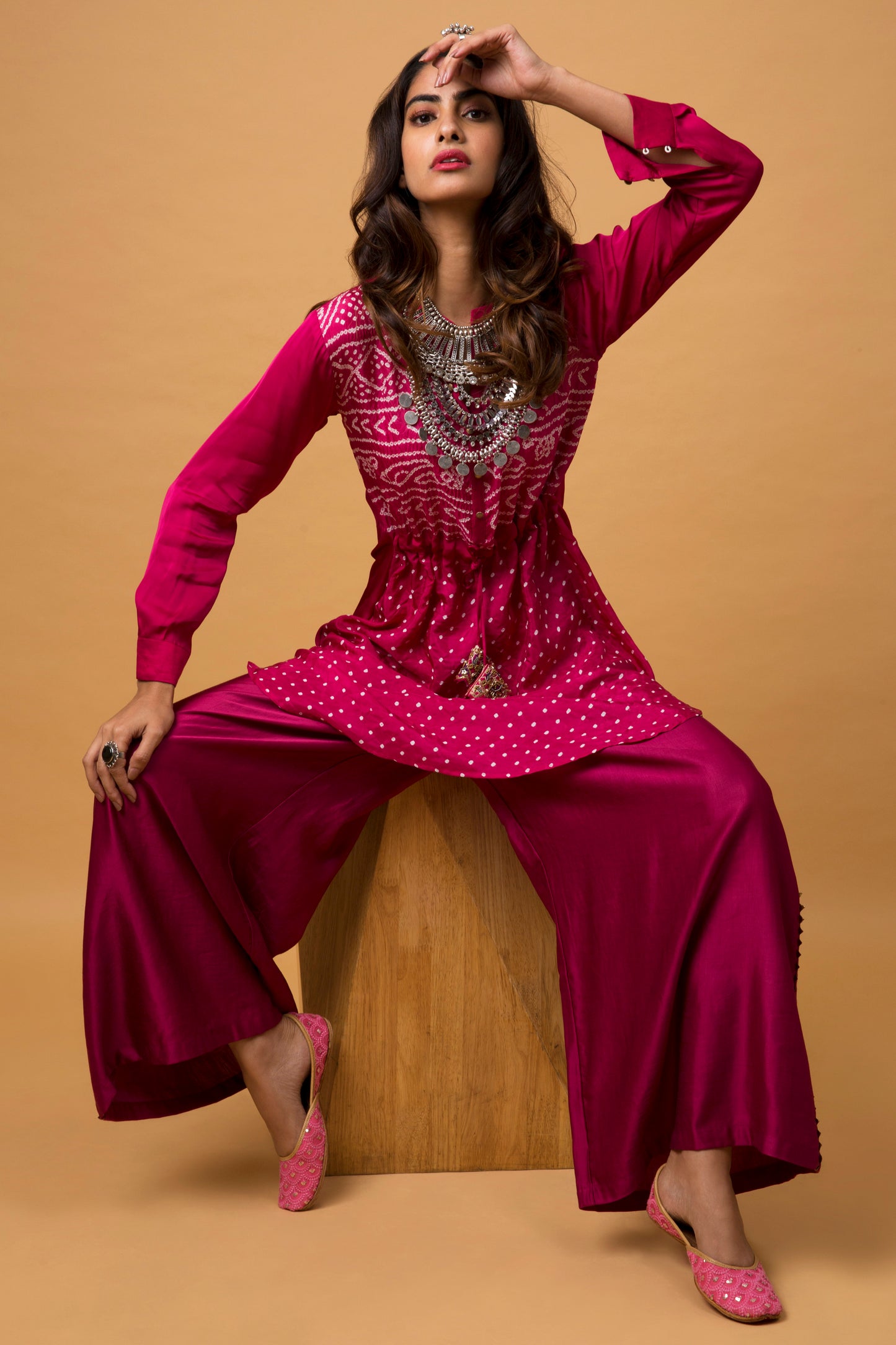 Burnt Pink Tunic & Matching Straight Trousers